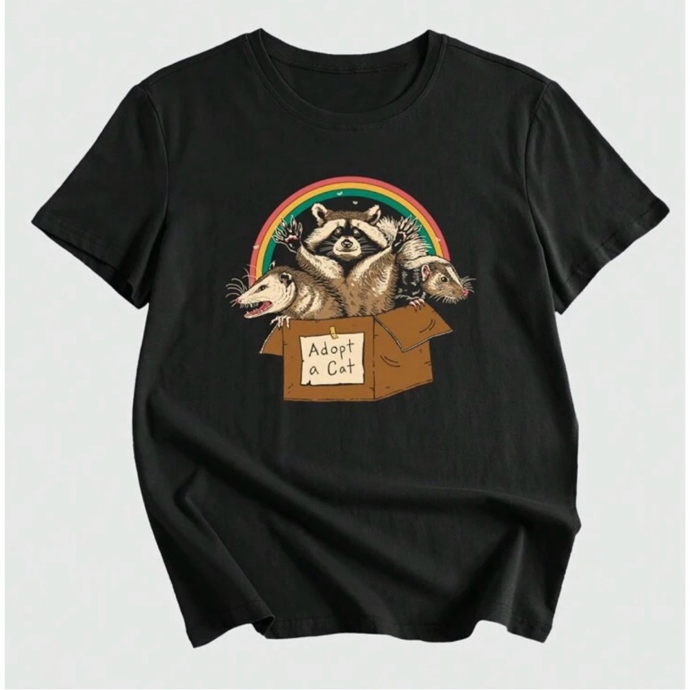 Romwe Adopt A Cat Trash Panda Tee
